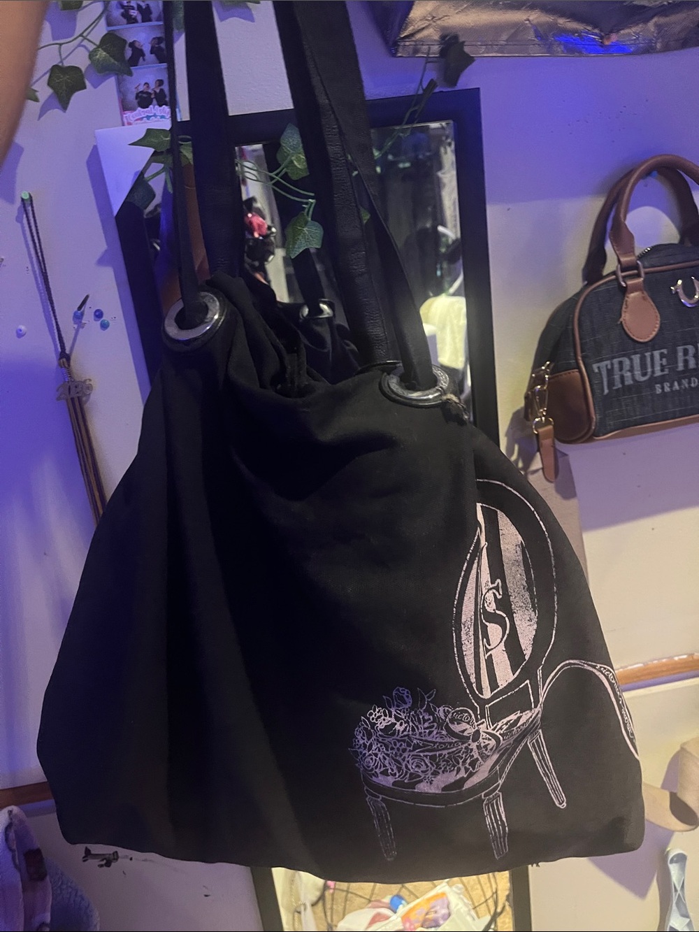 Victoria's Secret Black Tote Bag with Chair Graphic